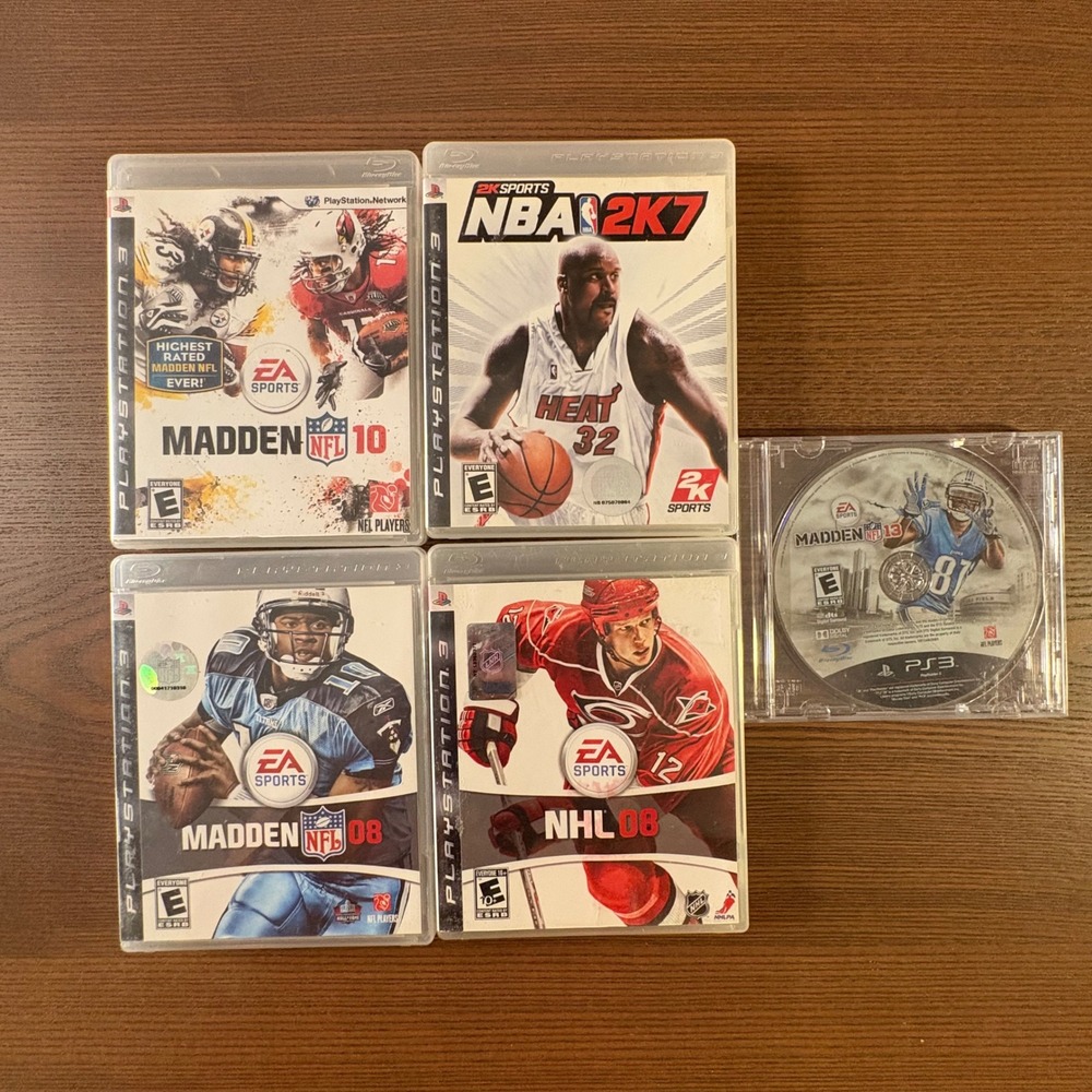 PS3 Game Lot 5 EA Sports & 2K Sports Video Game Bundle PS3 OS Madden NHL NBA